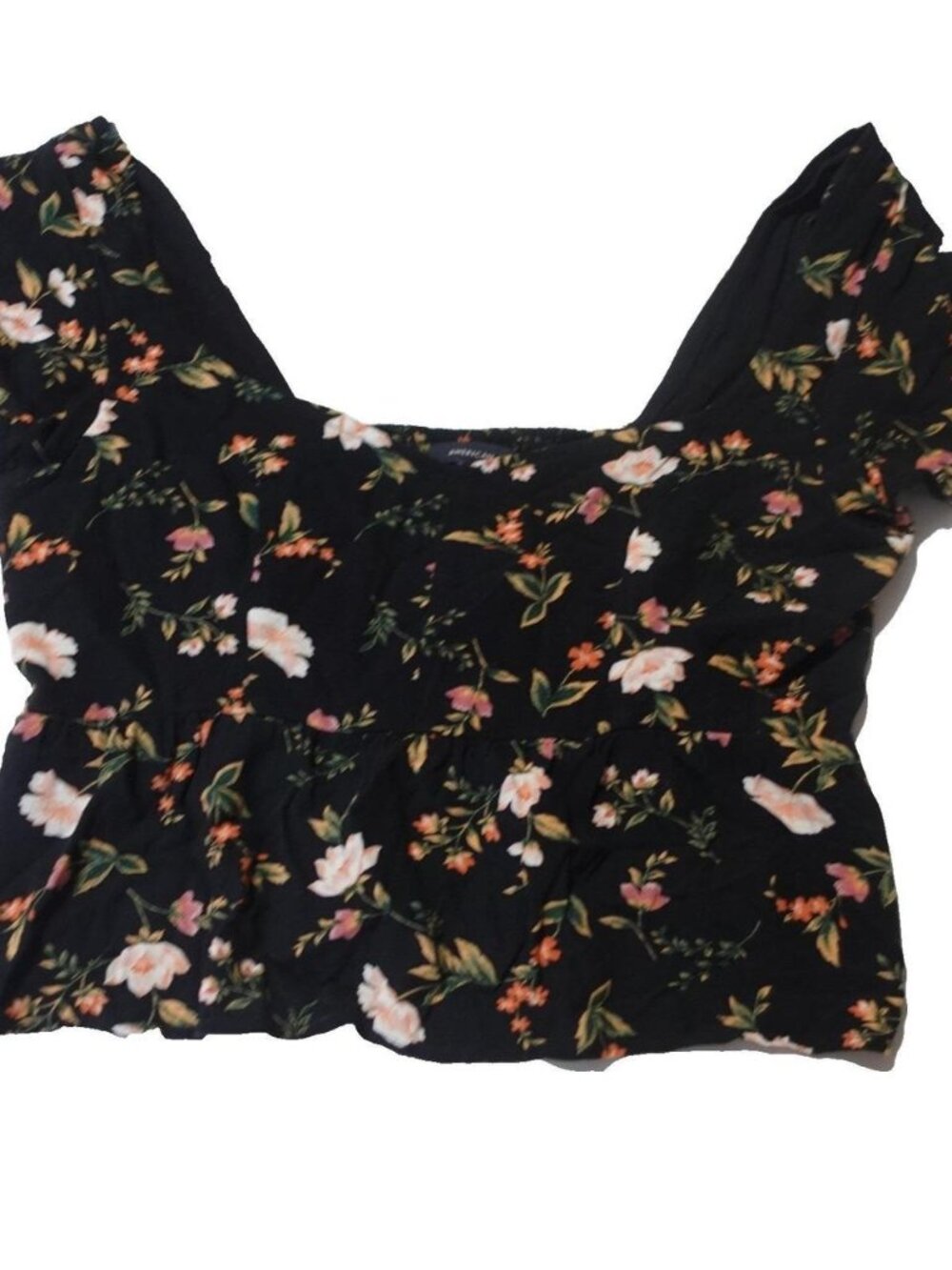 American Eagle Boho Floral Black Spring Top Womens...